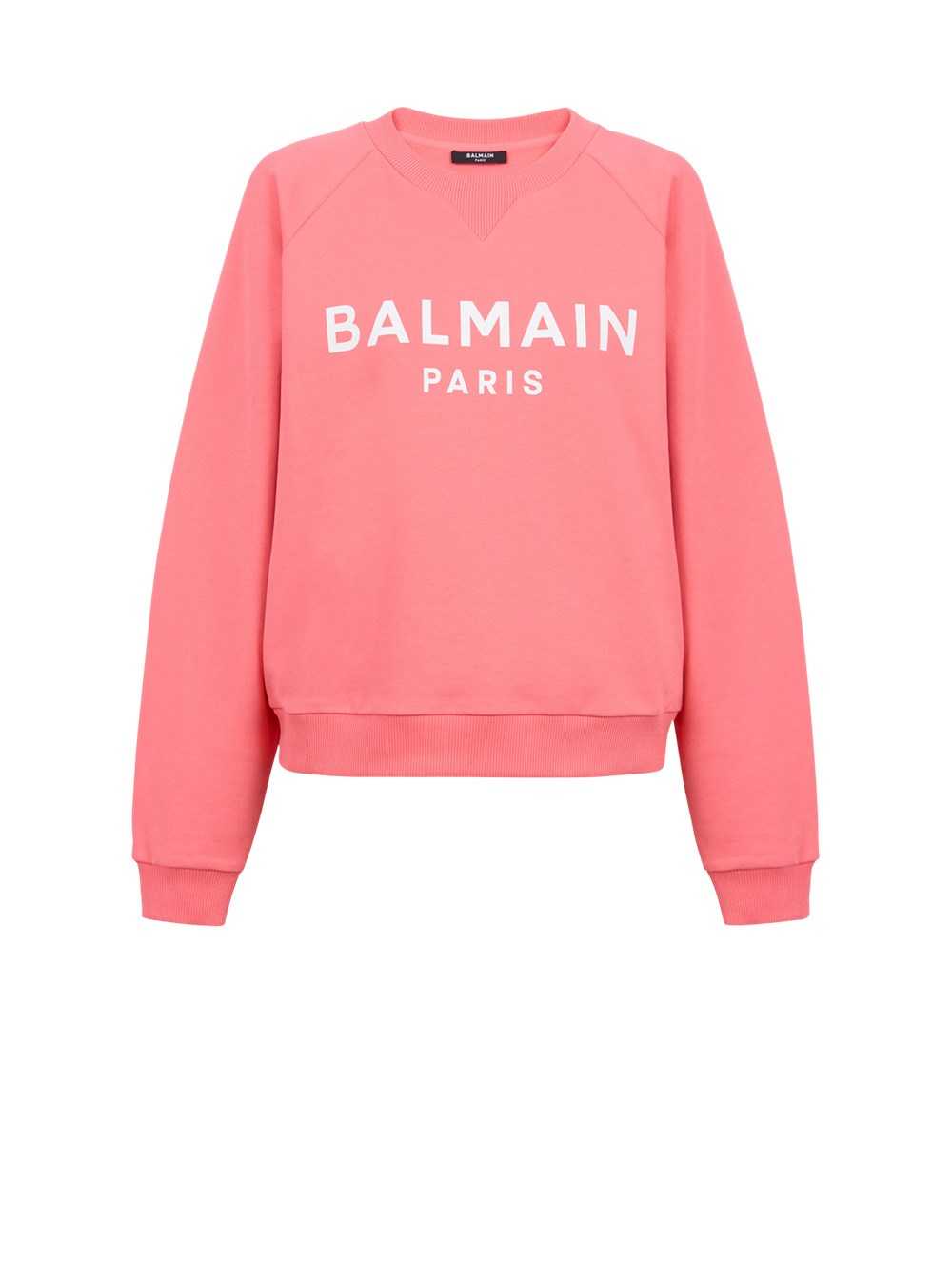 Balmain Eco-designed Cotton Sweatshirt With Balmain Logo Print Pink | IQTXWYJ-21