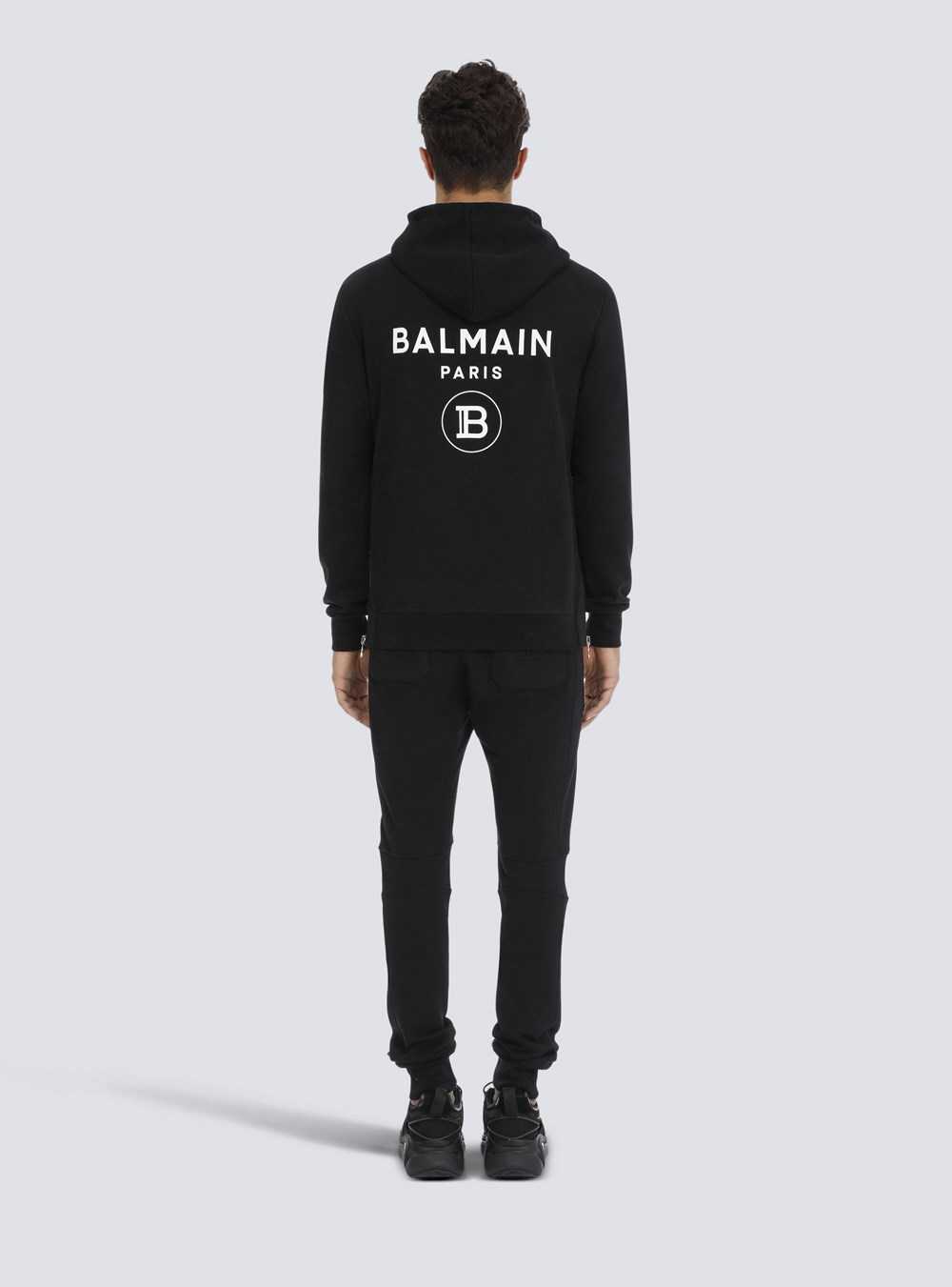 Balmain Eco-designed Cotton Sweatshirt With Balmain Logo Print Black | JLTYCZP-18