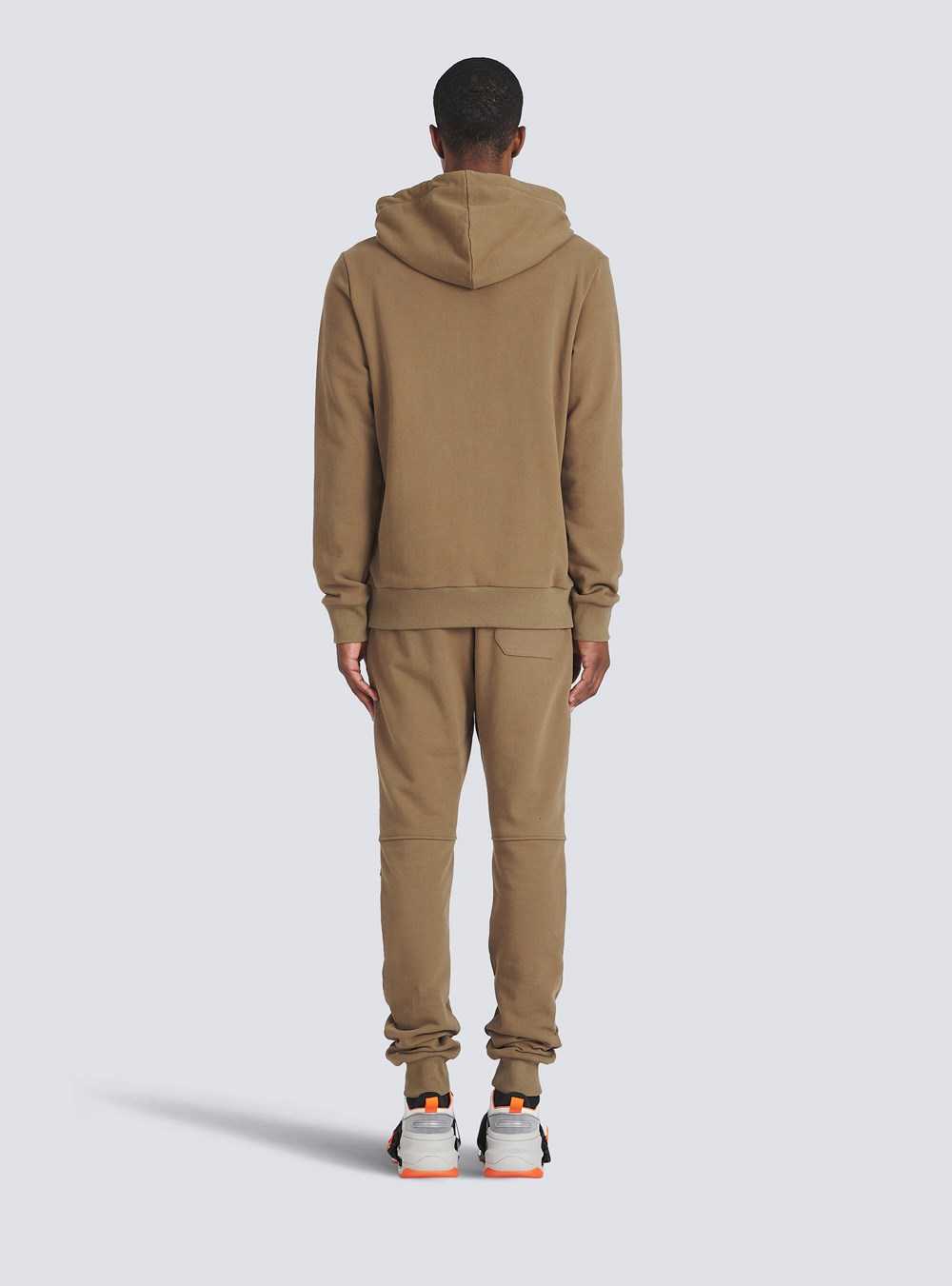 Balmain Eco-designed Cotton Sweatshirt With Small Flocked Balmain Logo Brown | KLXMZJV-93