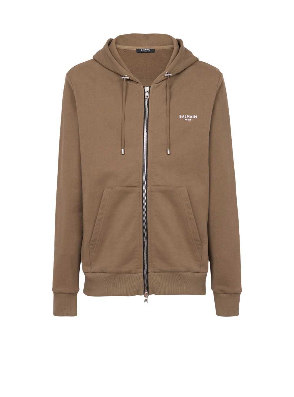 Balmain Eco-designed Cotton Sweatshirt With Small Flocked Balmain Logo Brown | KLXMZJV-93