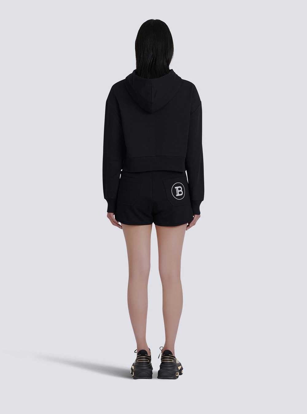 Balmain Eco-designed Cotton Sweatshirt With Flocked Balmain Logo Black | LMZXJRC-51