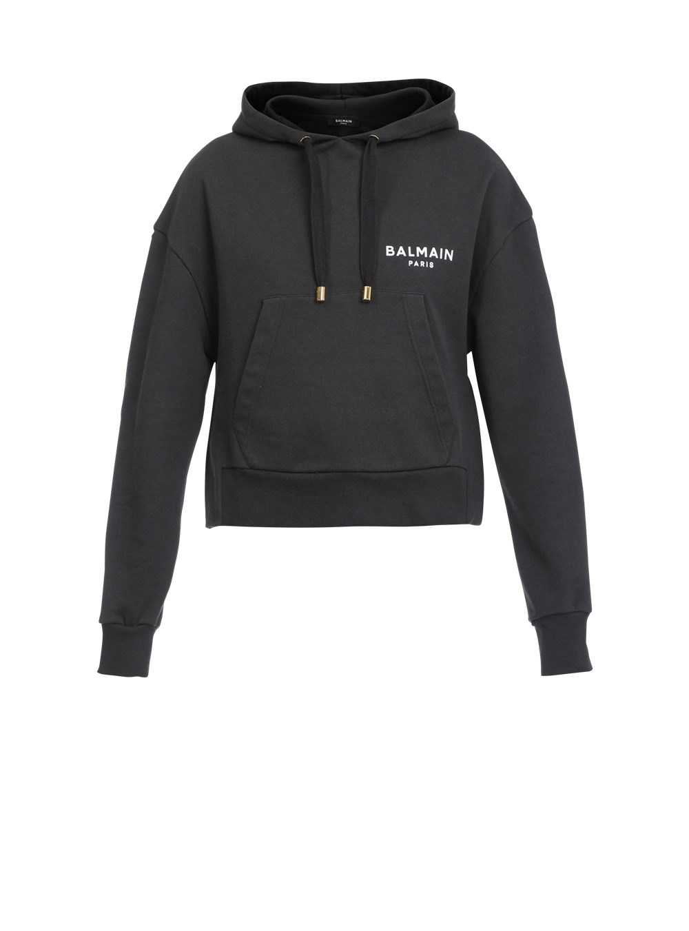 Balmain Eco-designed Cotton Sweatshirt With Flocked Balmain Logo Black | LMZXJRC-51