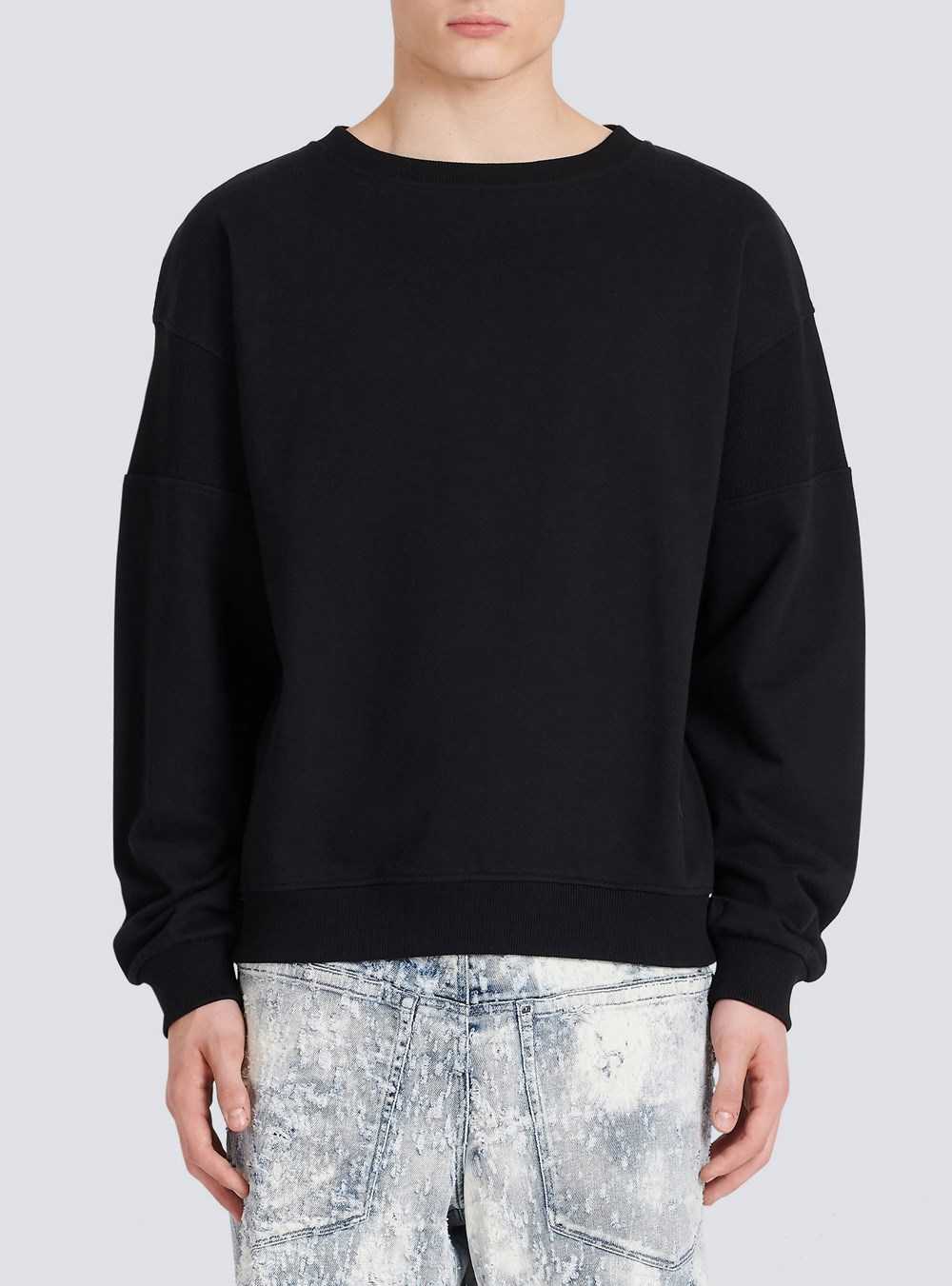 Balmain Eco-designed Cotton Sweatshirt With Balmain Logo Print Black | NIXPEVC-57