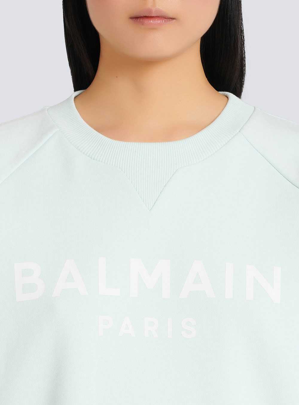 Balmain Eco-designed Cotton Sweatshirt With Balmain Logo Print Green | NUHVZAE-26