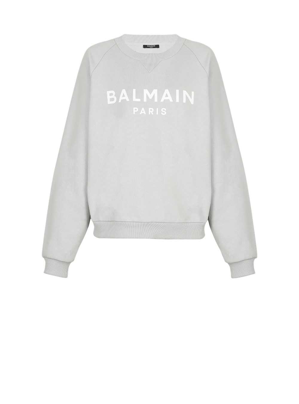 Balmain Eco-designed Cotton Sweatshirt With Balmain Logo Print Grey | OPVKAXW-85