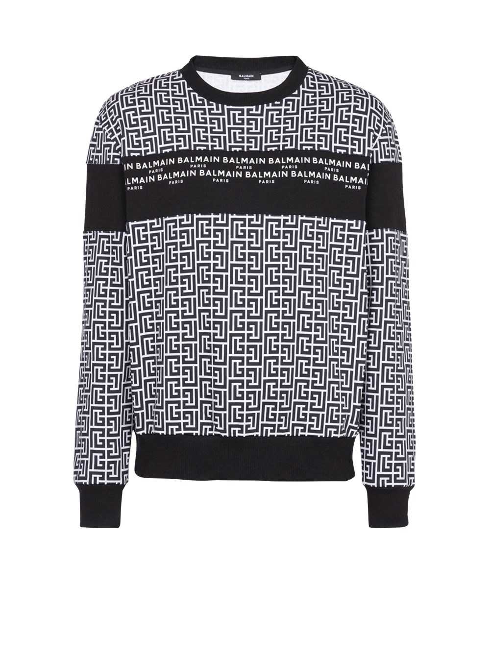 Balmain Eco-designed Cotton Sweatshirt With Balmain Monogram Logo Print Black | ROUGXSV-01