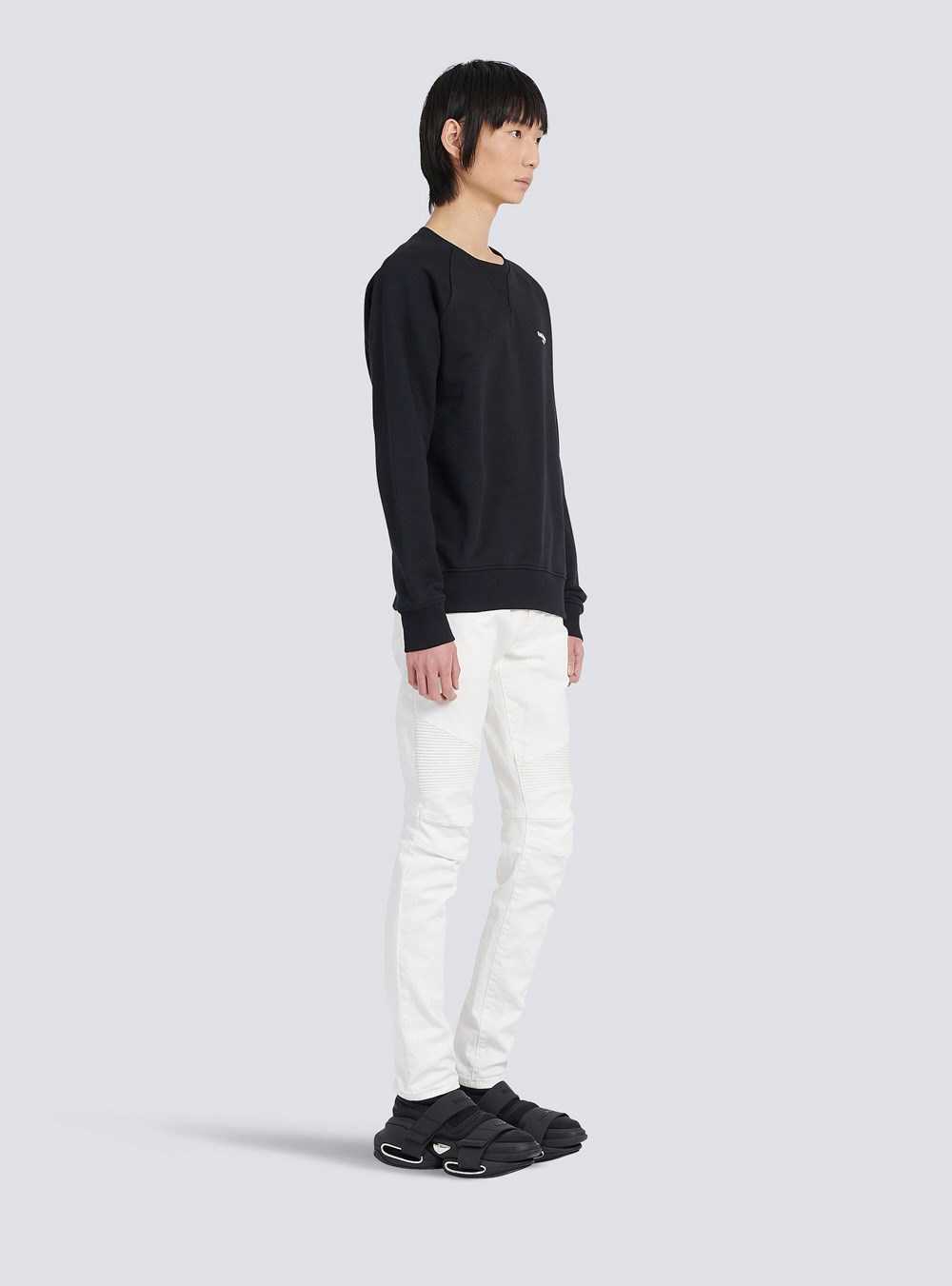 Balmain Eco-designed Cotton Sweatshirt With Small Flocked Balmain Paris Logo Black | RYBDEIT-57