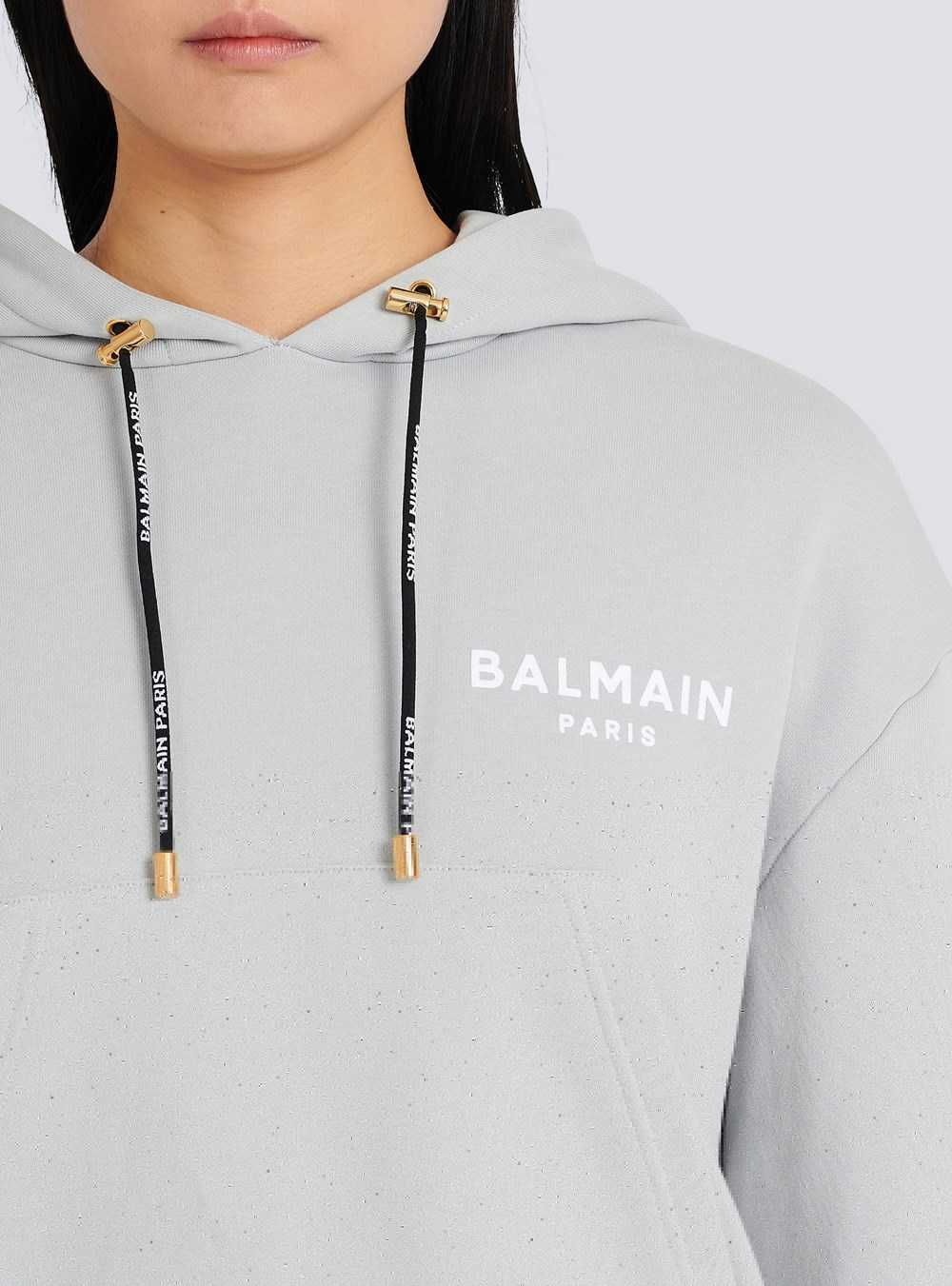 Balmain Eco-designed Cotton Sweatshirt With Flocked Balmain Logo Grey | TNECBOP-89