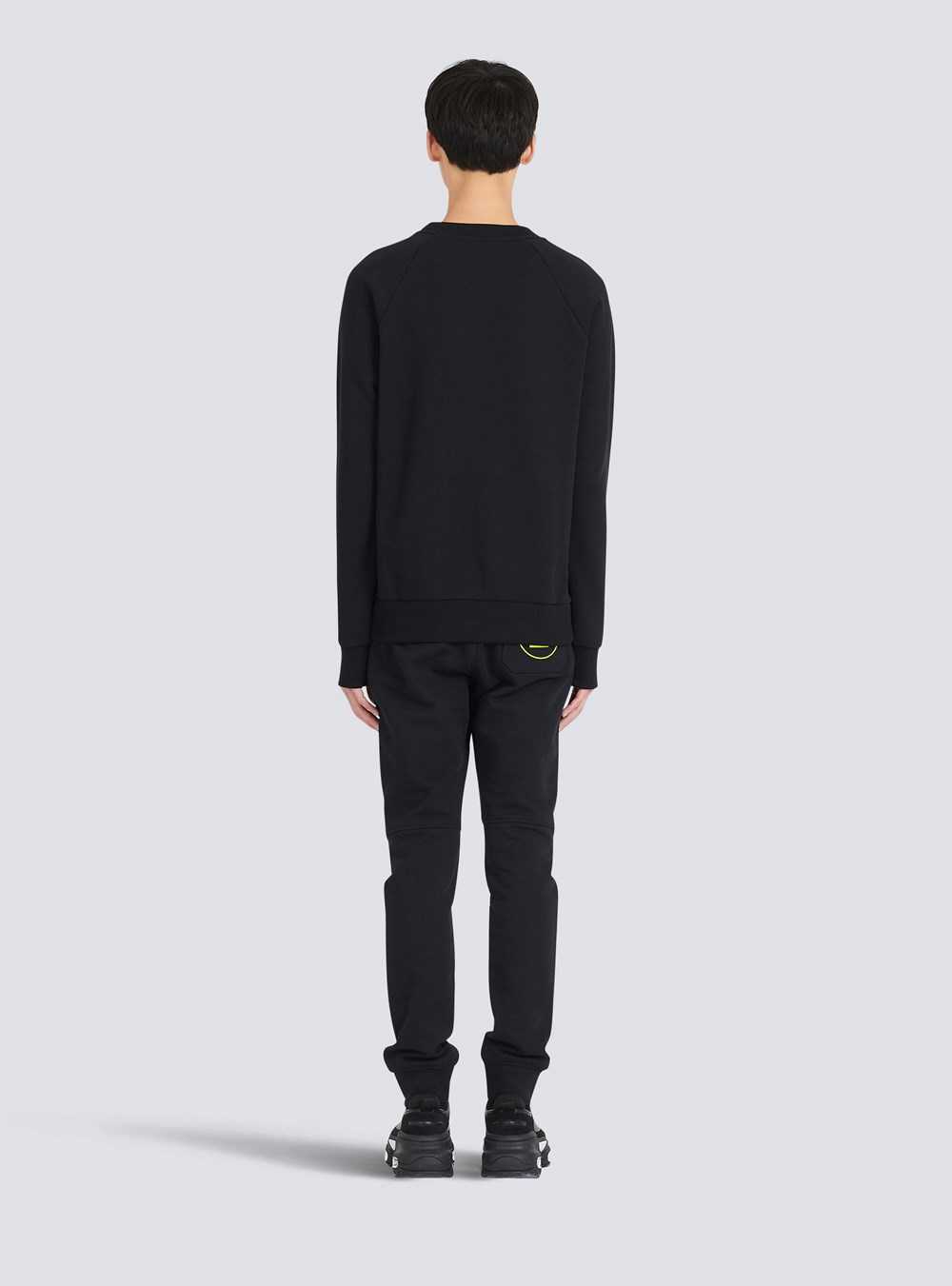 Balmain Eco-designed Cotton Sweatshirt With Balmain Paris Metallic Logo Print Black | TSIPUOG-38