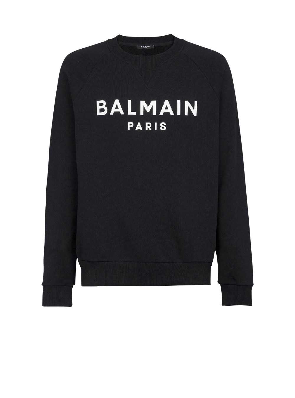 Balmain Eco-designed Cotton Sweatshirt With Balmain Paris Metallic Logo Print Black | TSIPUOG-38