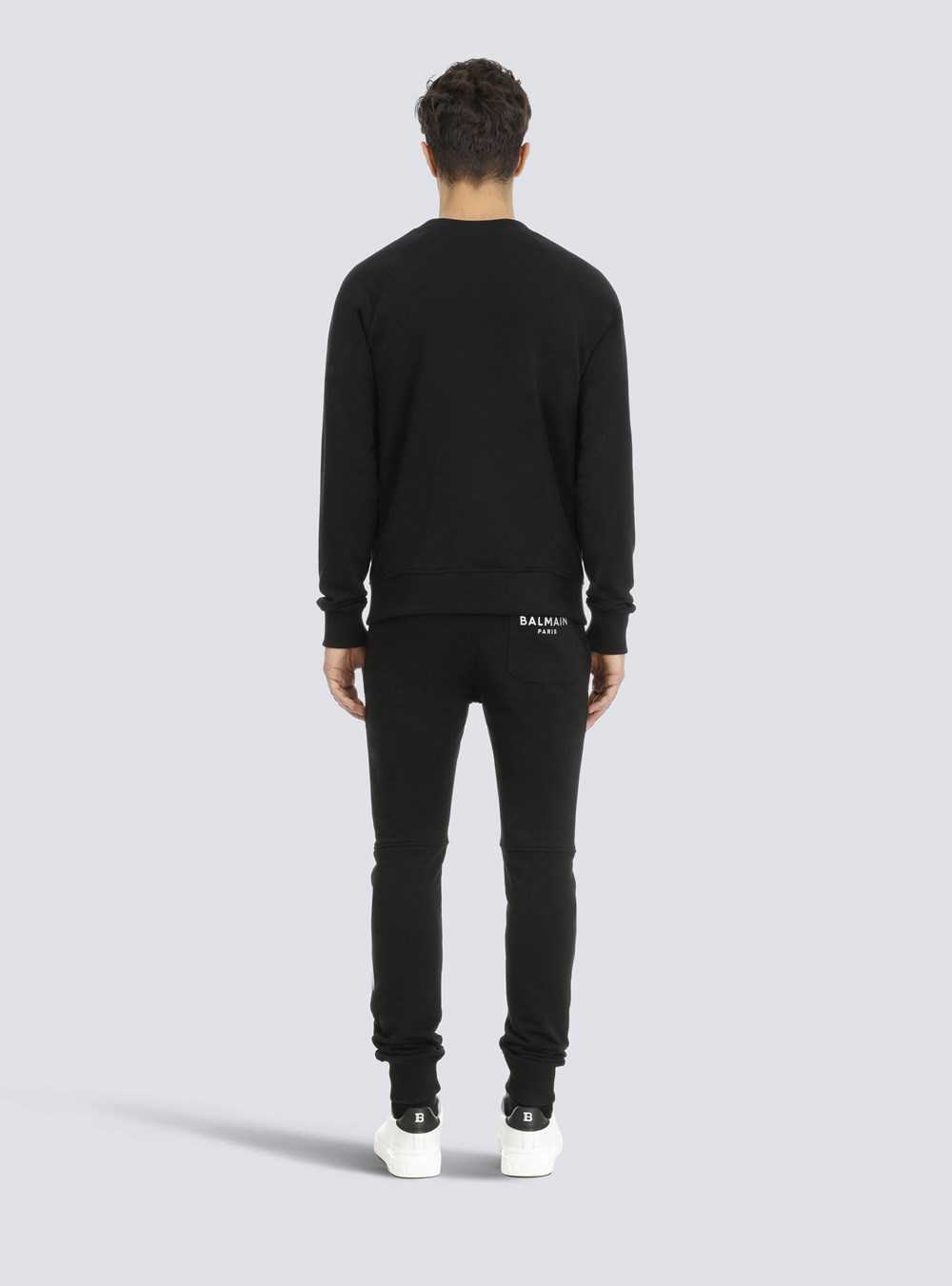 Balmain Eco-designed Cotton Sweatshirt With Balmain Paris Logo Print Black | UIMSVJG-75