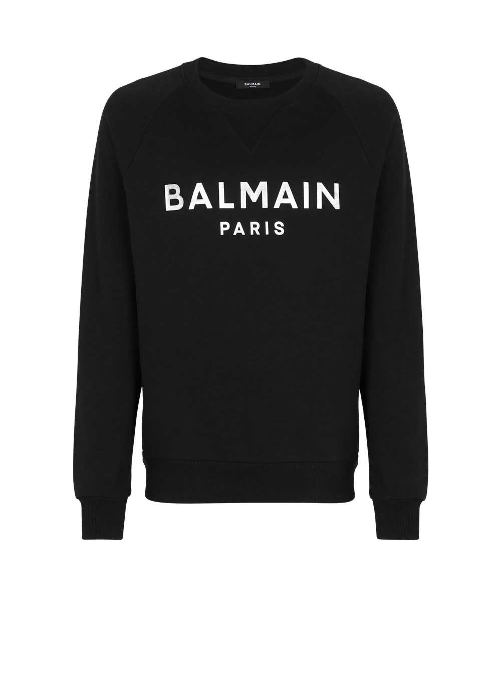 Balmain Eco-designed Cotton Sweatshirt With Balmain Paris Logo Print Black | UIMSVJG-75