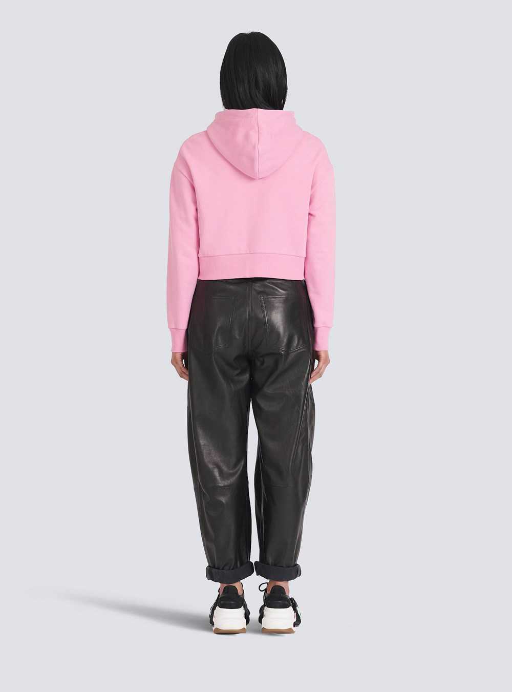 Balmain Eco-designed Cotton Sweatshirt With Flocked Balmain Logo Pink | UNRLFPH-21