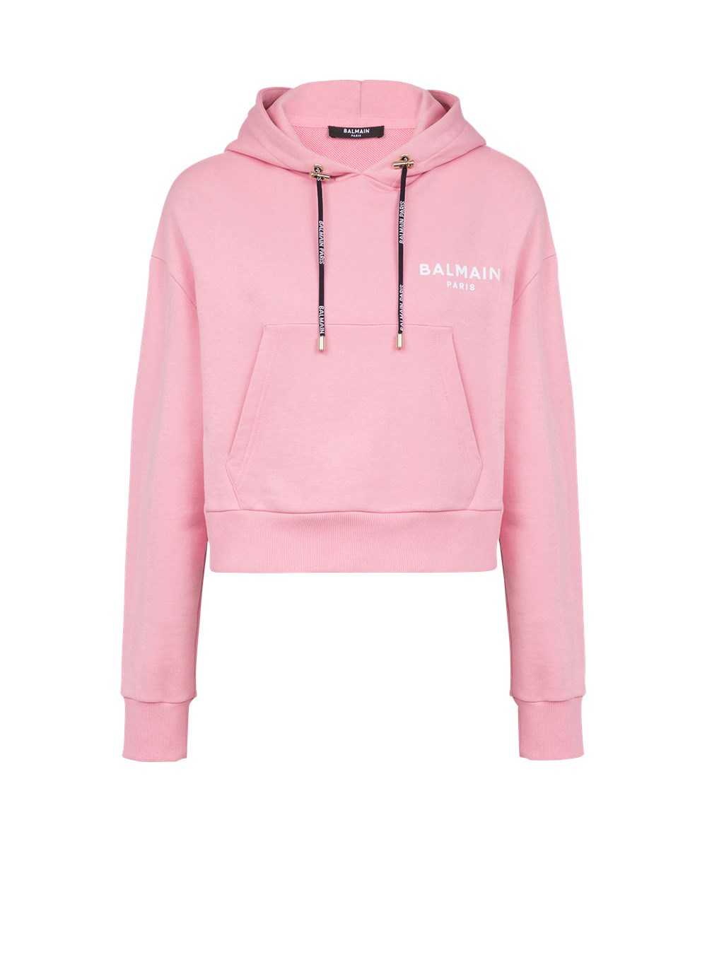 Balmain Eco-designed Cotton Sweatshirt With Flocked Balmain Logo Pink | UNRLFPH-21