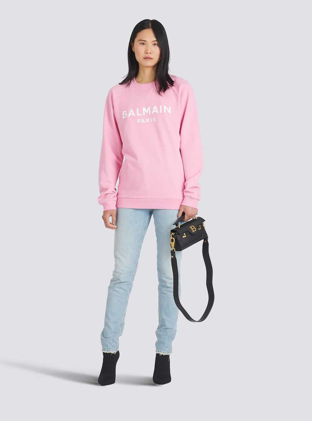 Balmain Eco-designed Cotton Sweatshirt With Balmain Logo Print Pink | VZGLPHC-60