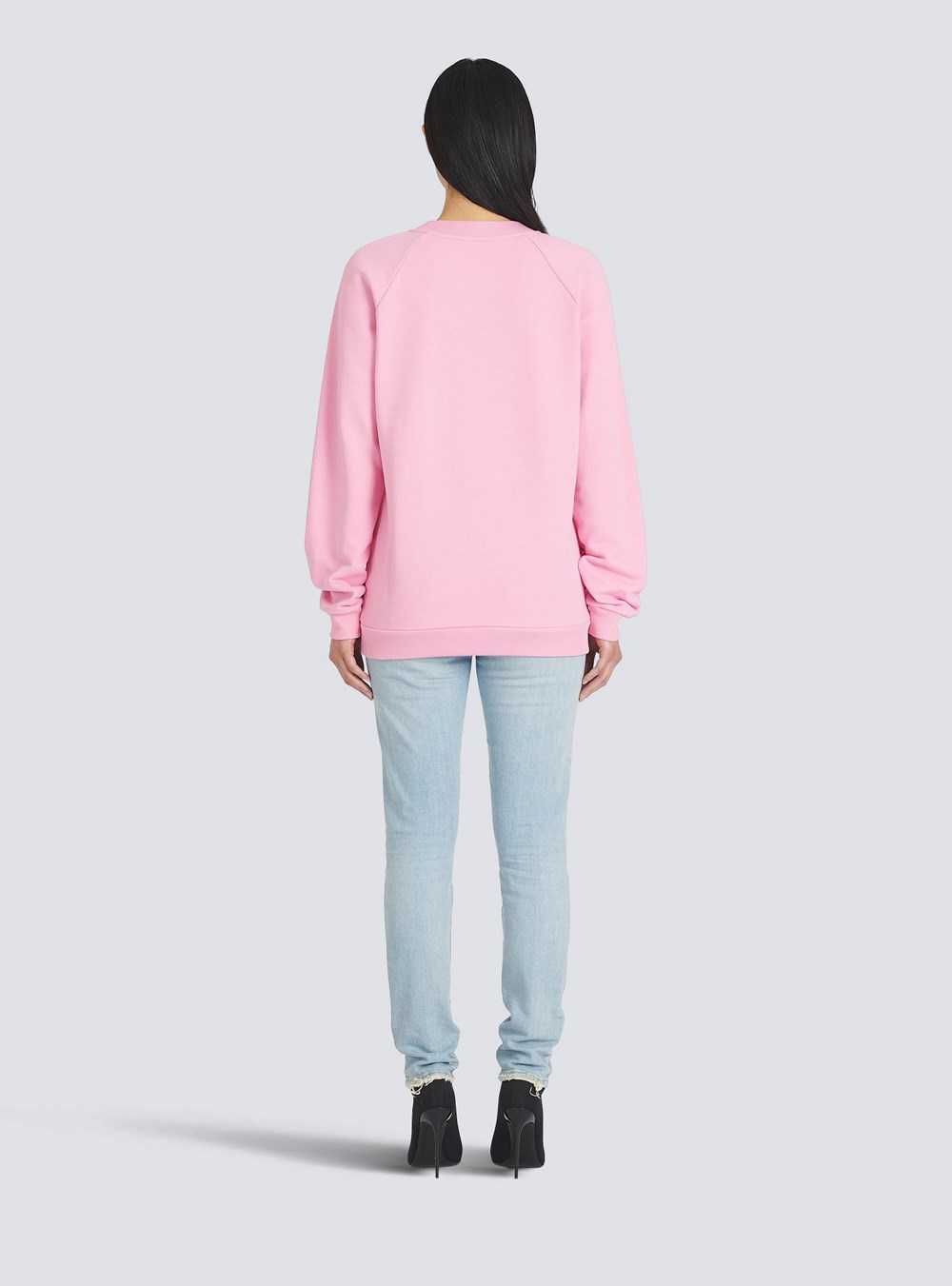 Balmain Eco-designed Cotton Sweatshirt With Balmain Logo Print Pink | VZGLPHC-60