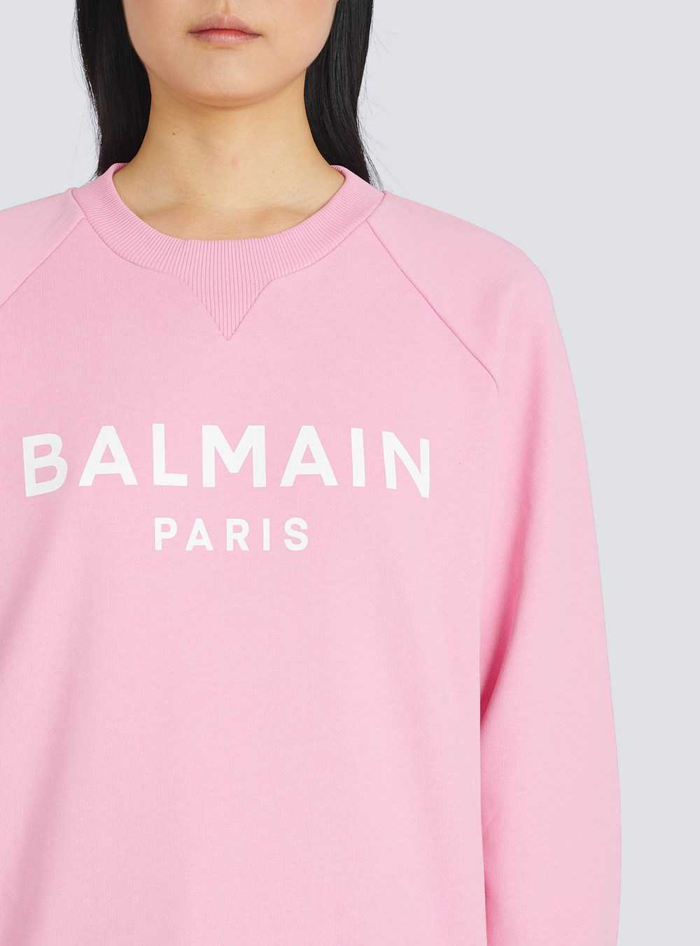 Balmain Eco-designed Cotton Sweatshirt With Balmain Logo Print Pink | VZGLPHC-60