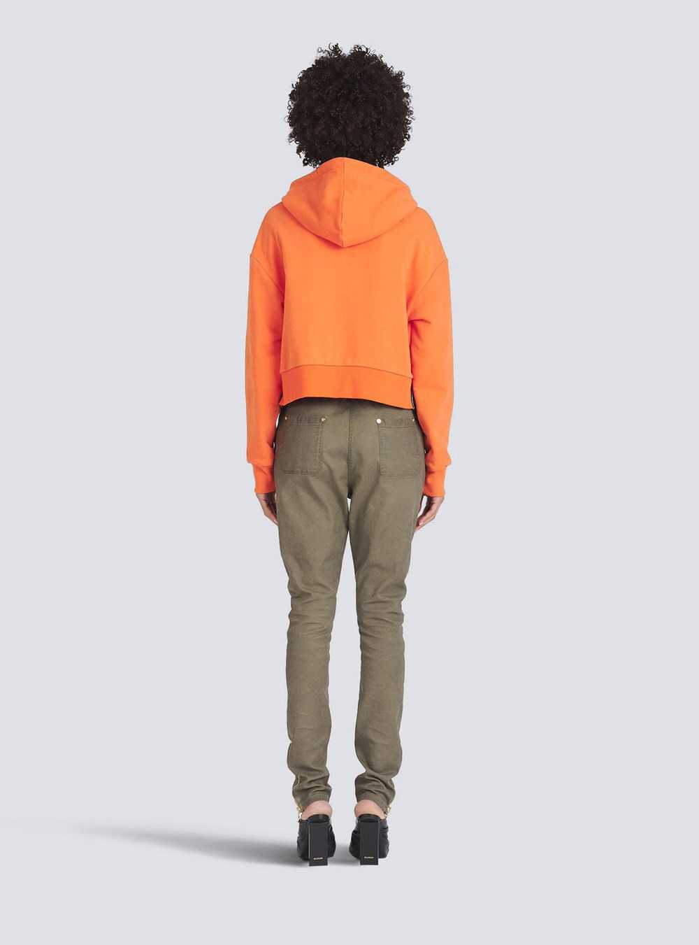 Balmain Eco-designed Cotton Sweatshirt With Flocked Balmain Logo Orange | WHQLTON-48