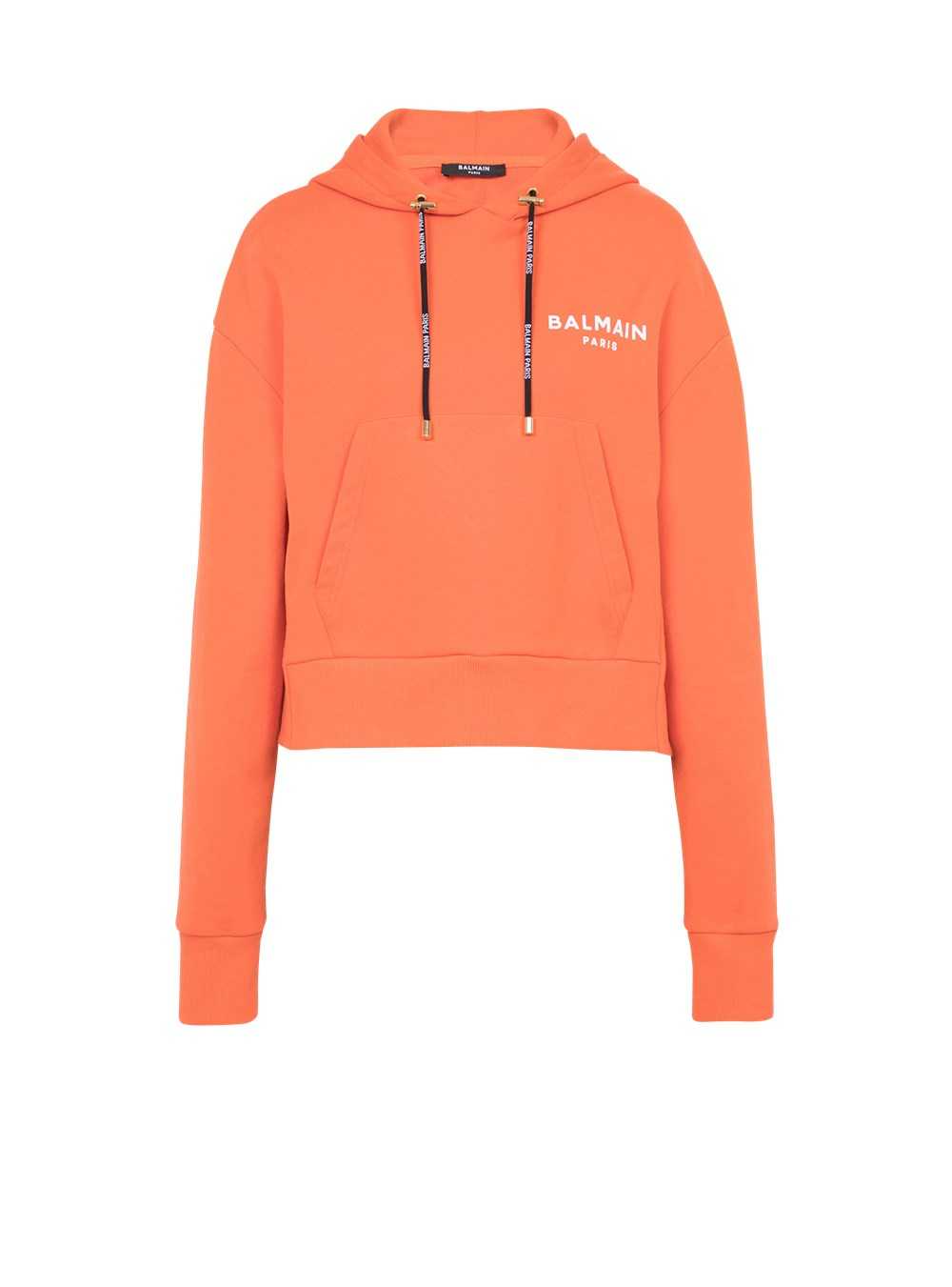 Balmain Eco-designed Cotton Sweatshirt With Flocked Balmain Logo Orange | WHQLTON-48