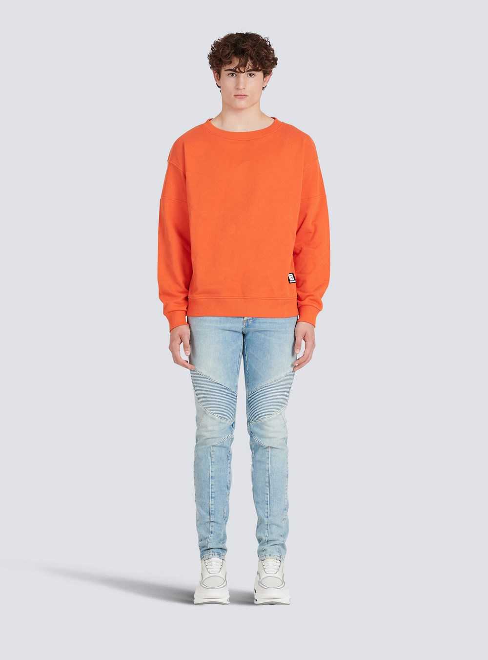 Balmain Eco-designed Cotton Sweatshirt With Balmain Logo Print Orange | WPHTZSM-35