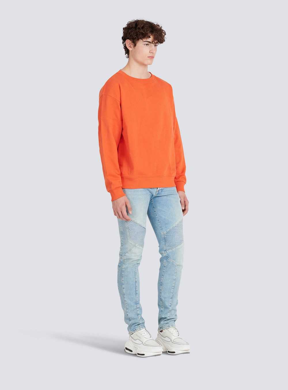 Balmain Eco-designed Cotton Sweatshirt With Balmain Logo Print Orange | WPHTZSM-35