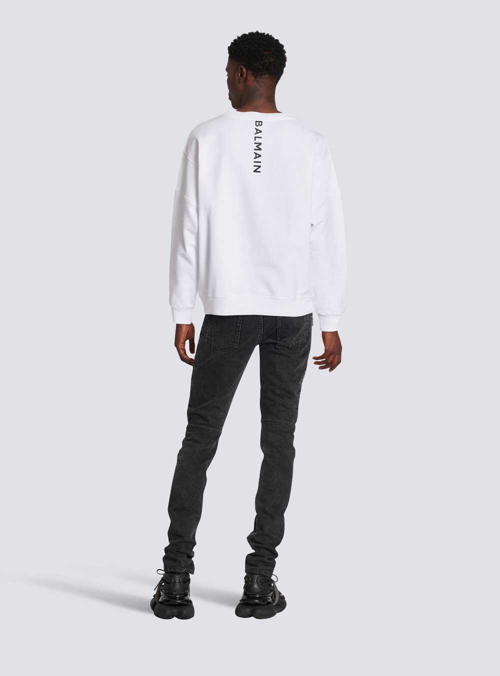 Balmain Eco-designed Cotton Sweatshirt With Balmain Logo Print White | YFOBSPM-21