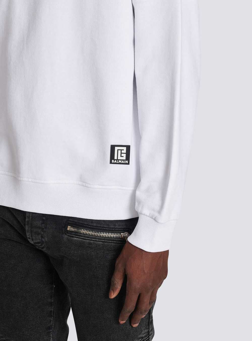 Balmain Eco-designed Cotton Sweatshirt With Balmain Logo Print White | YFOBSPM-21