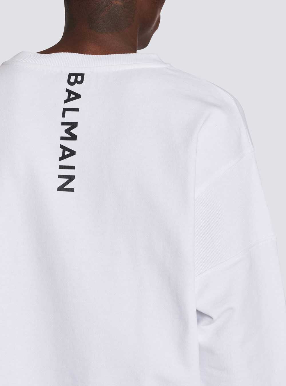 Balmain Eco-designed Cotton Sweatshirt With Balmain Logo Print White | YFOBSPM-21