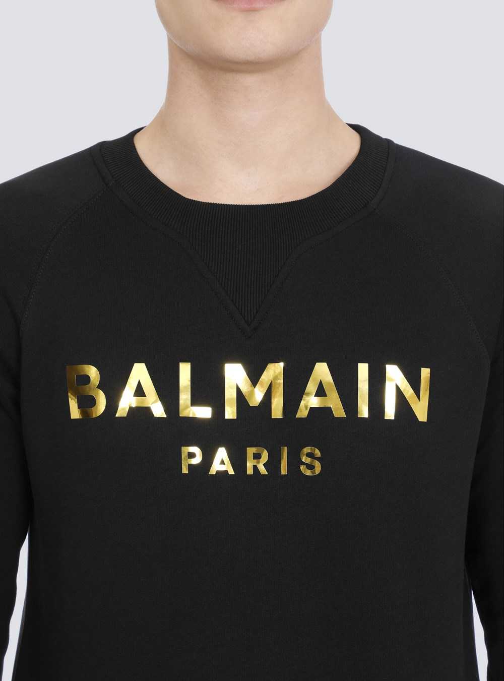 Balmain Eco-designed Cotton Sweatshirt With Balmain Paris Logo Print Gold | YSDHGUE-80