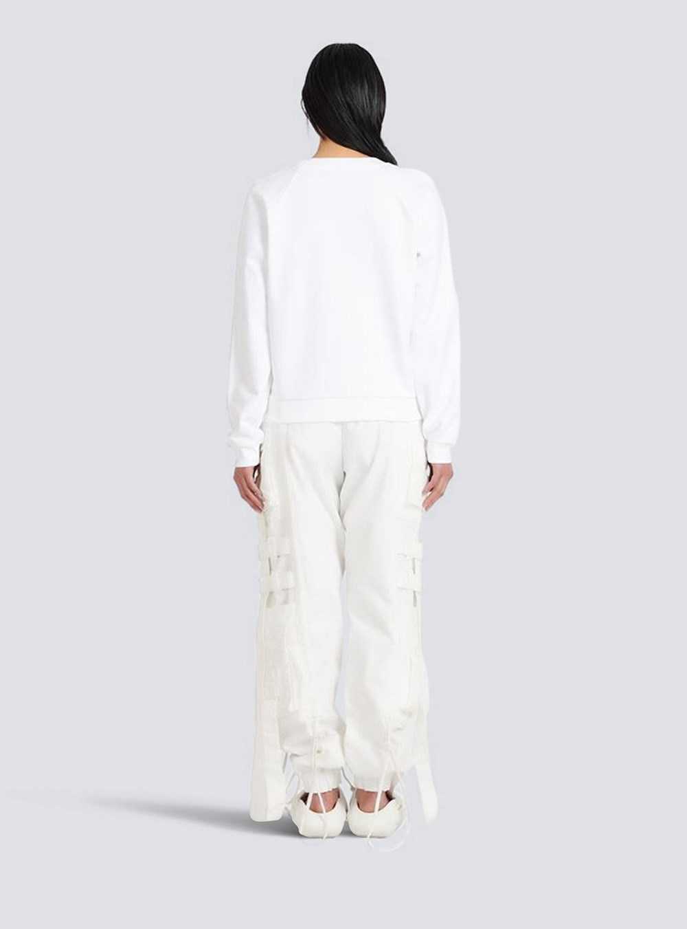 Balmain Eco-designed Cotton Sweatshirt With Balmain Logo Print White | ZHFJSXY-62