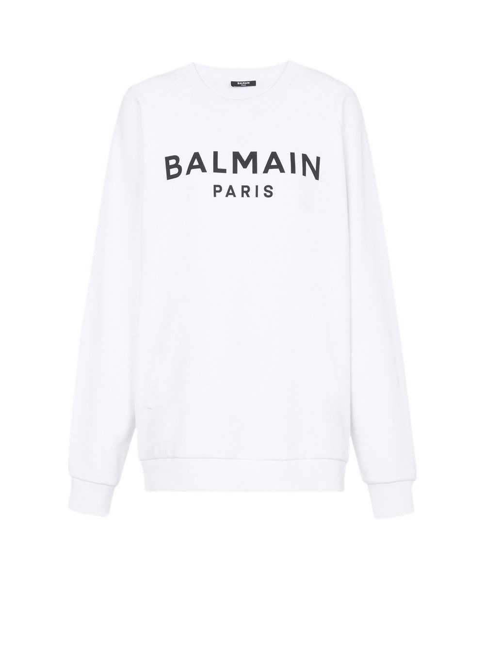 Balmain Eco-designed Cotton Sweatshirt With Balmain Logo Print White | ZHFJSXY-62