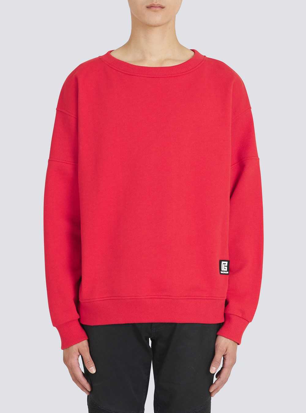 Balmain Eco-designed Cotton Sweatshirt With Balmain Logo Print Red | ZRMVXFA-47