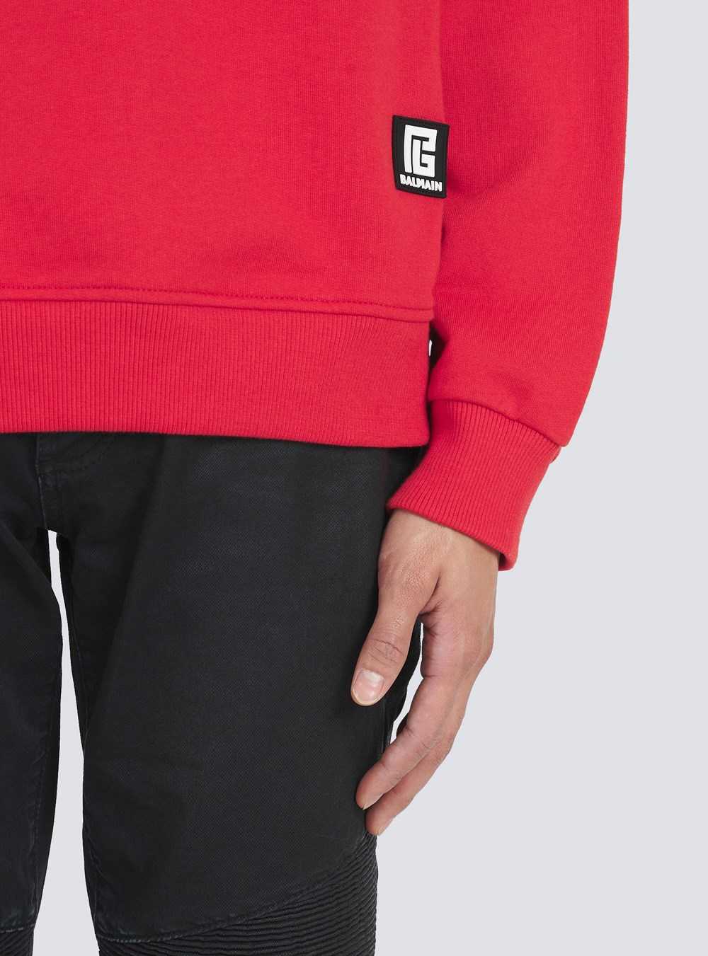 Balmain Eco-designed Cotton Sweatshirt With Balmain Logo Print Red | ZRMVXFA-47