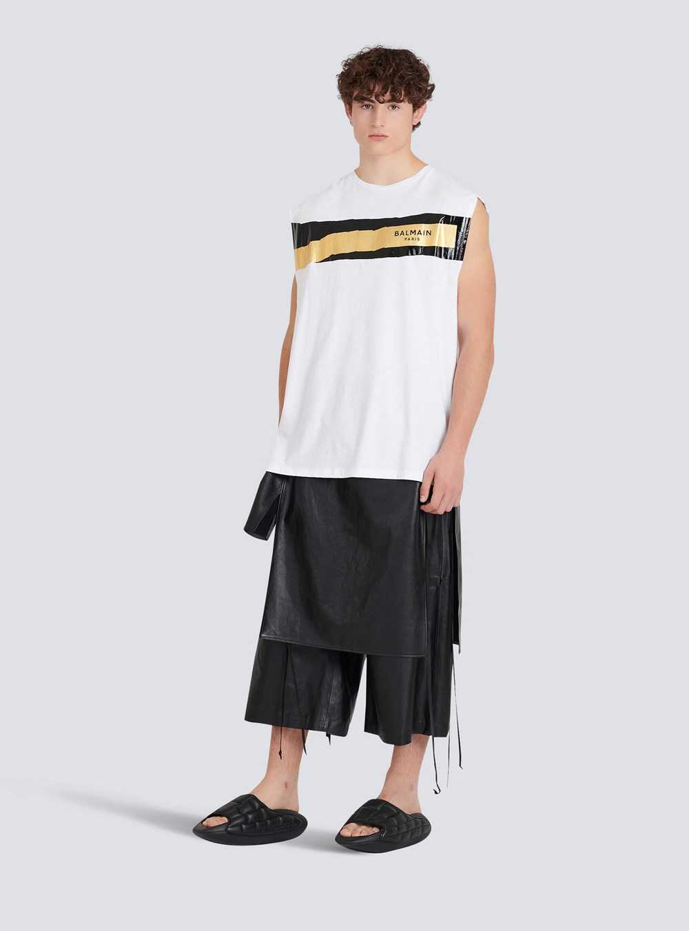 Balmain Eco-designed Cotton T-shirt With Balmain Logo Print White | ACVPQXY-74