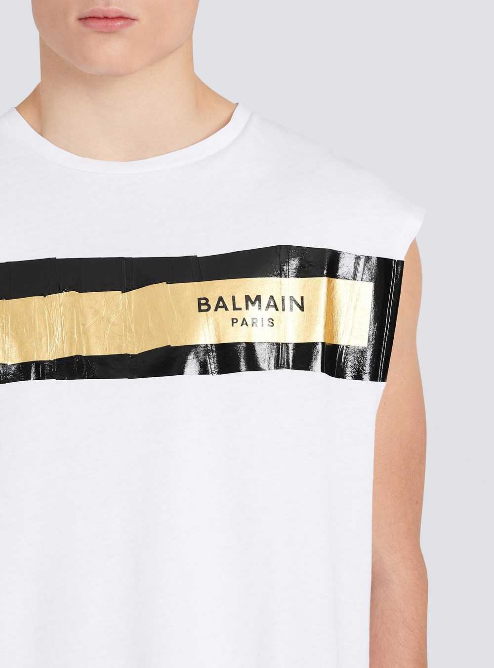 Balmain Eco-designed Cotton T-shirt With Balmain Logo Print White | ACVPQXY-74