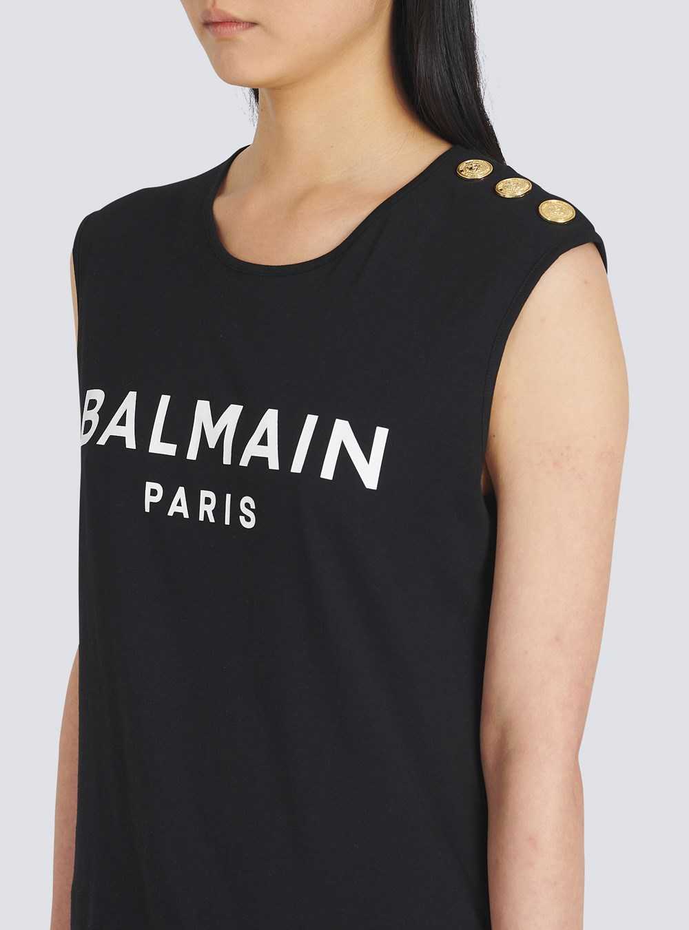 Balmain Eco-designed Cotton T-shirt With Balmain Logo Print Black | AHTYBKI-45