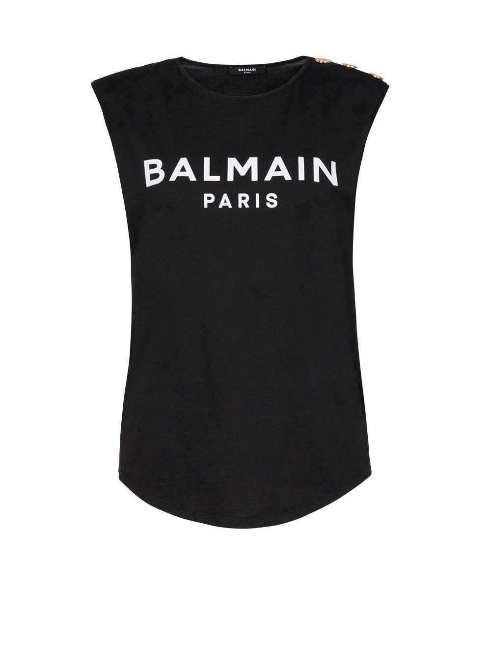 Balmain Eco-designed Cotton T-shirt With Balmain Logo Print Black | AHTYBKI-45