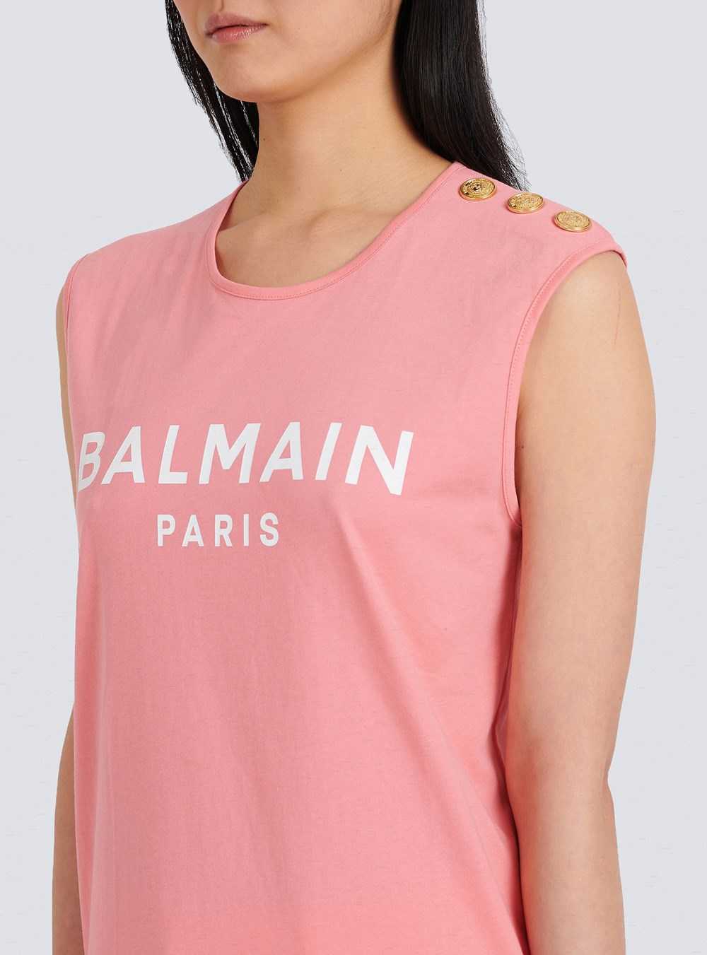 Balmain Eco-designed Cotton T-shirt With Balmain Logo Print Pink | CDLIYQT-75