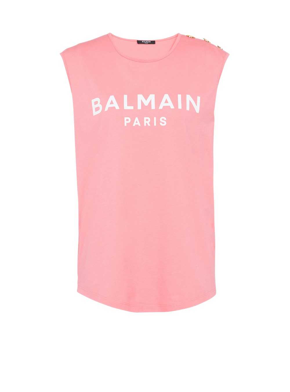 Balmain Eco-designed Cotton T-shirt With Balmain Logo Print Pink | CDLIYQT-75