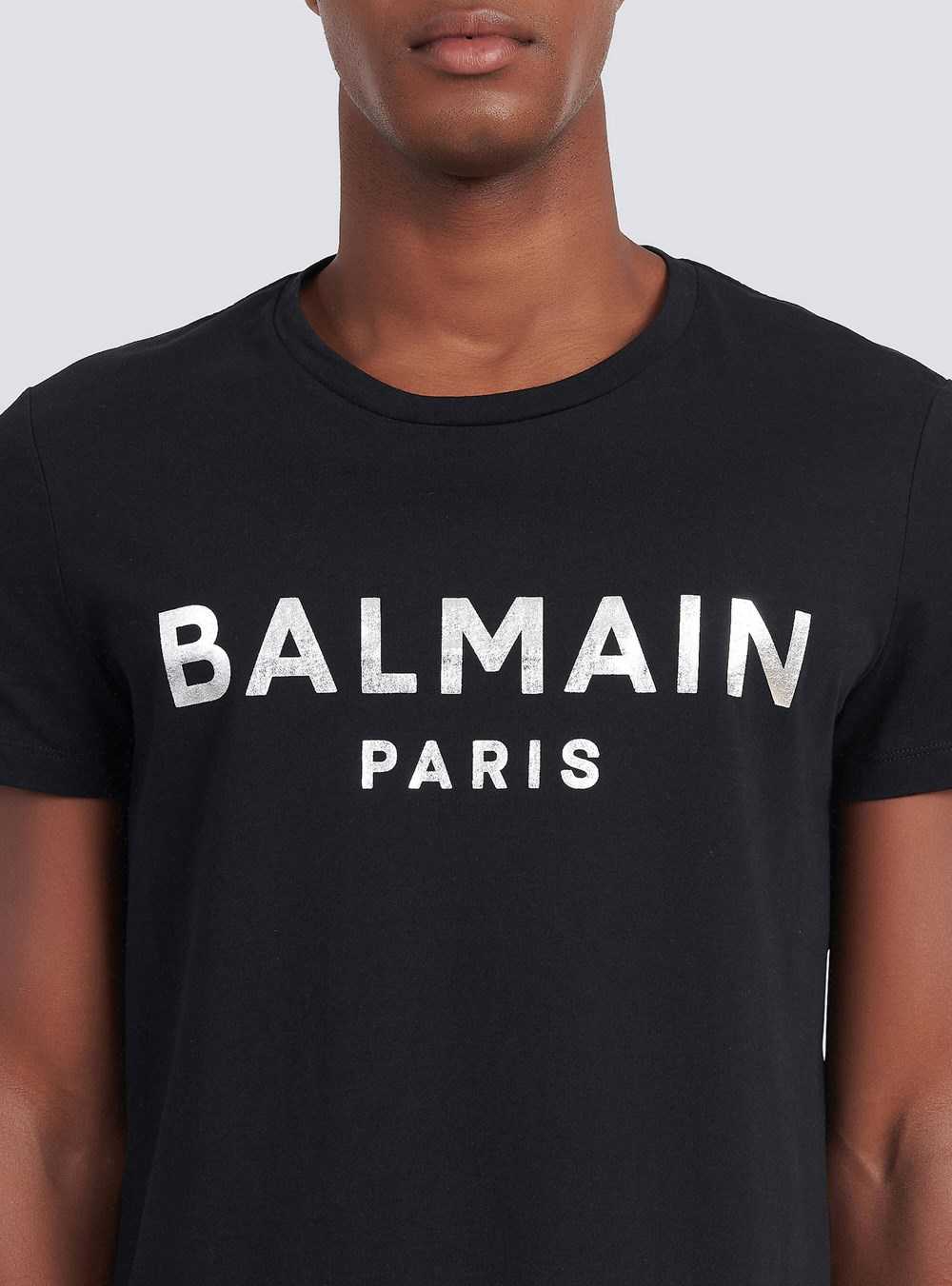 Balmain Eco-designed Cotton T-shirt With Balmain Paris Logo Print Silver | FQYMZID-39