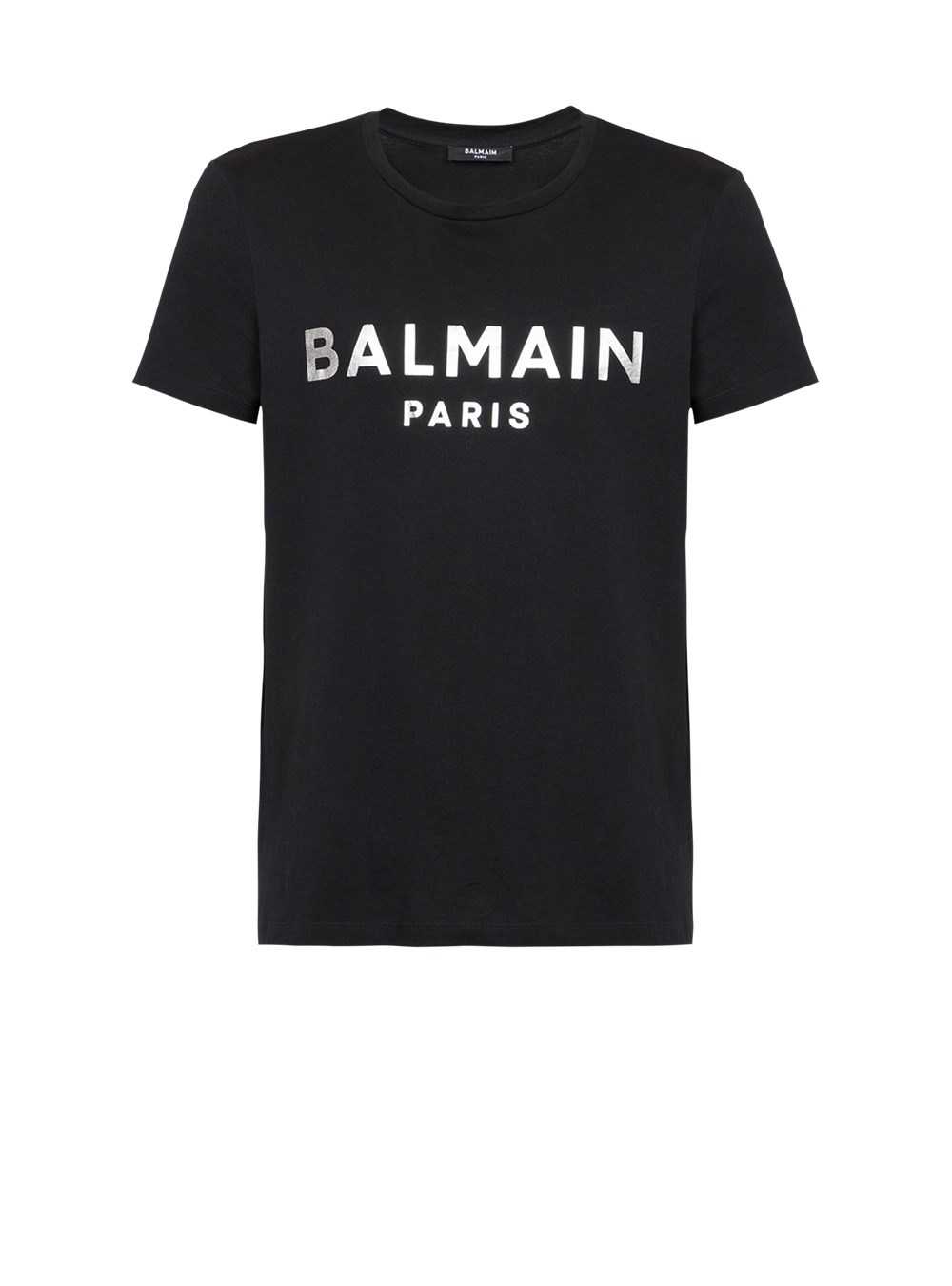 Balmain Eco-designed Cotton T-shirt With Balmain Paris Logo Print Silver | FQYMZID-39