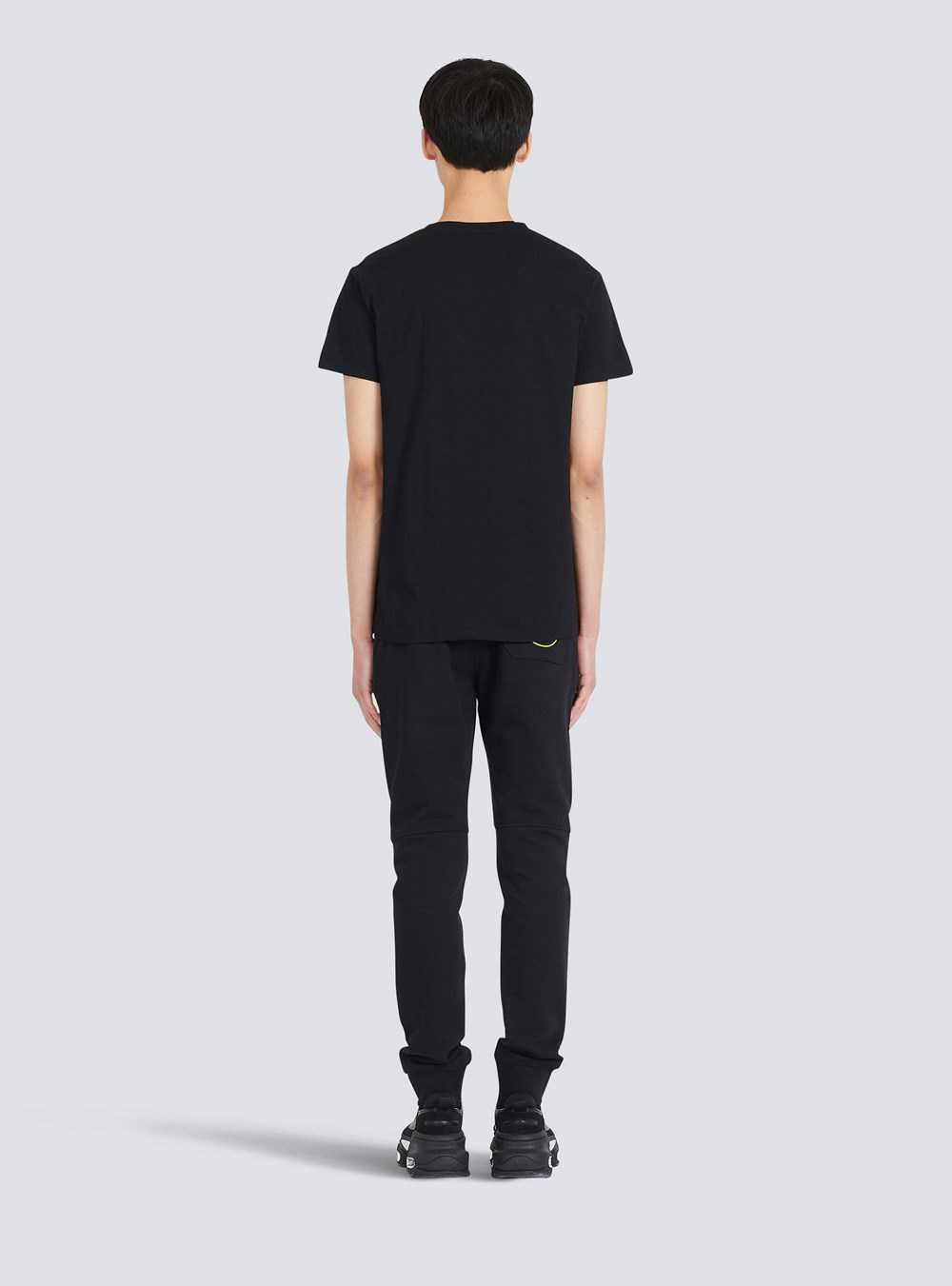 Balmain Eco-designed Cotton T-shirt With Balmain Paris Logo Print Black | FSEDIZQ-48