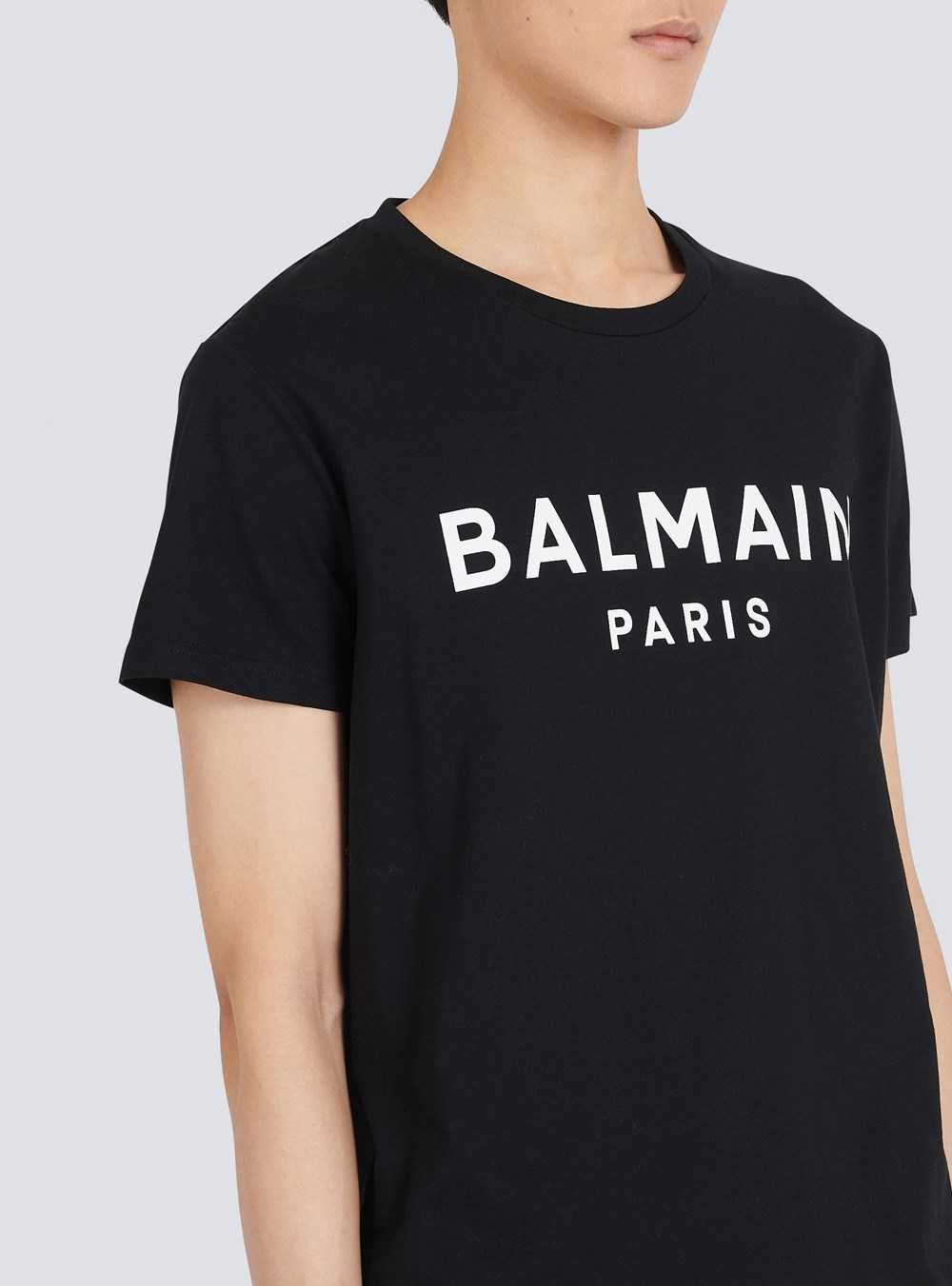 Balmain Eco-designed Cotton T-shirt With Balmain Paris Logo Print Black | FSEDIZQ-48