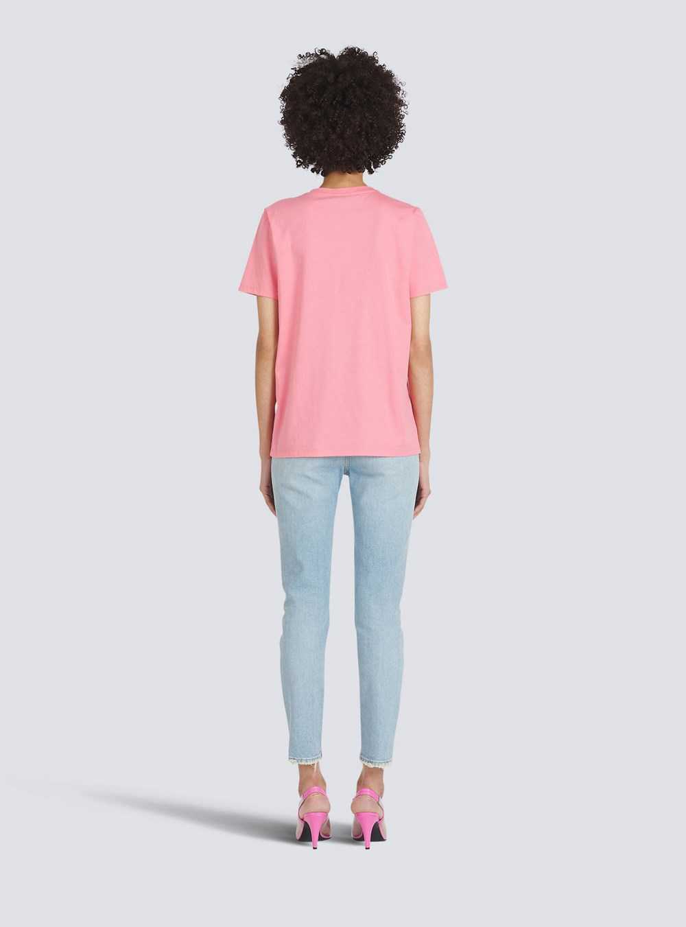 Balmain Eco-designed Cotton T-shirt With Balmain Logo Print Pink | FTPADUL-37