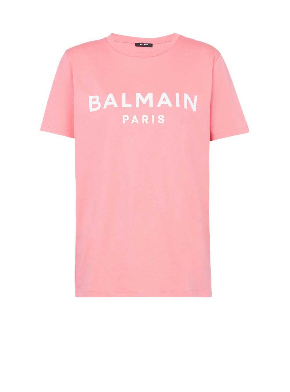 Balmain Eco-designed Cotton T-shirt With Balmain Logo Print Pink | FTPADUL-37