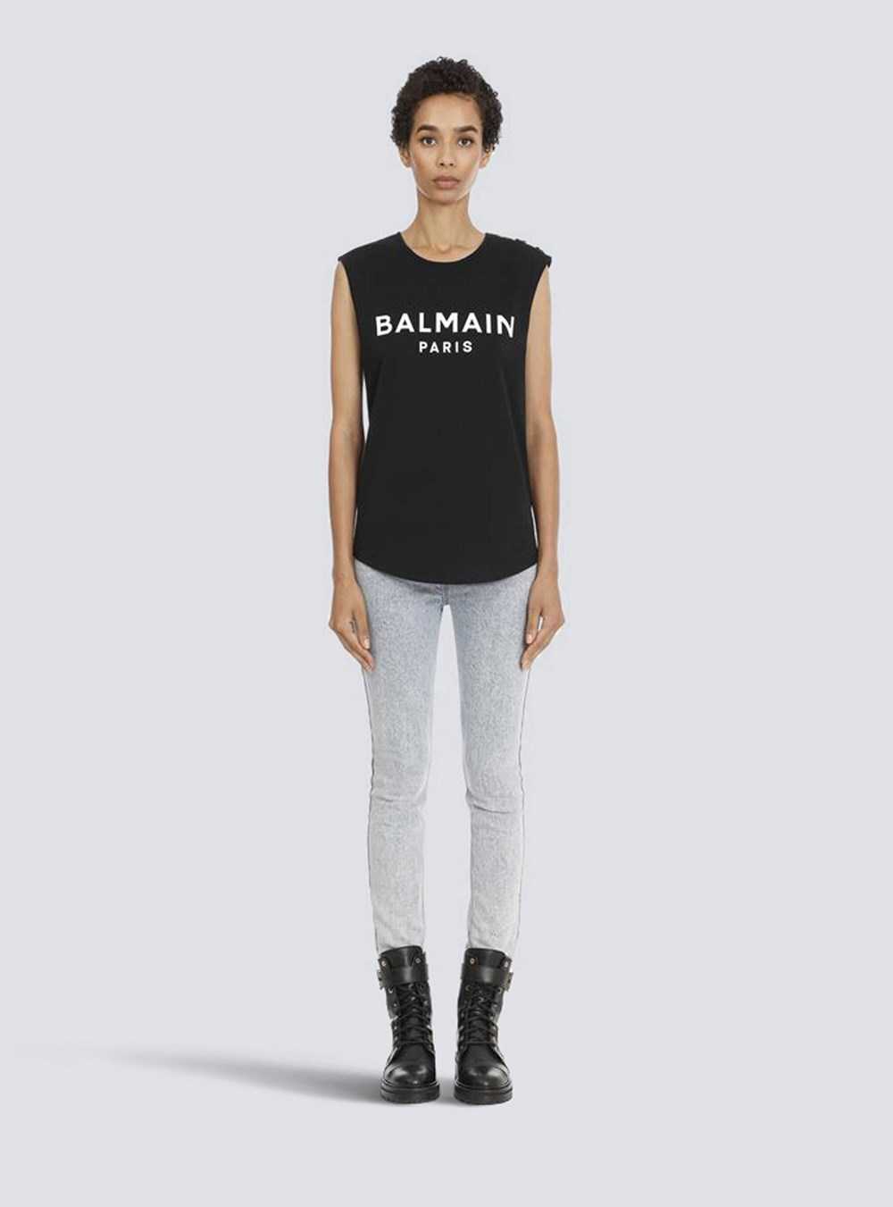 Balmain Eco-designed Cotton T-shirt With Balmain Logo Print Black | MDNTWGB-19