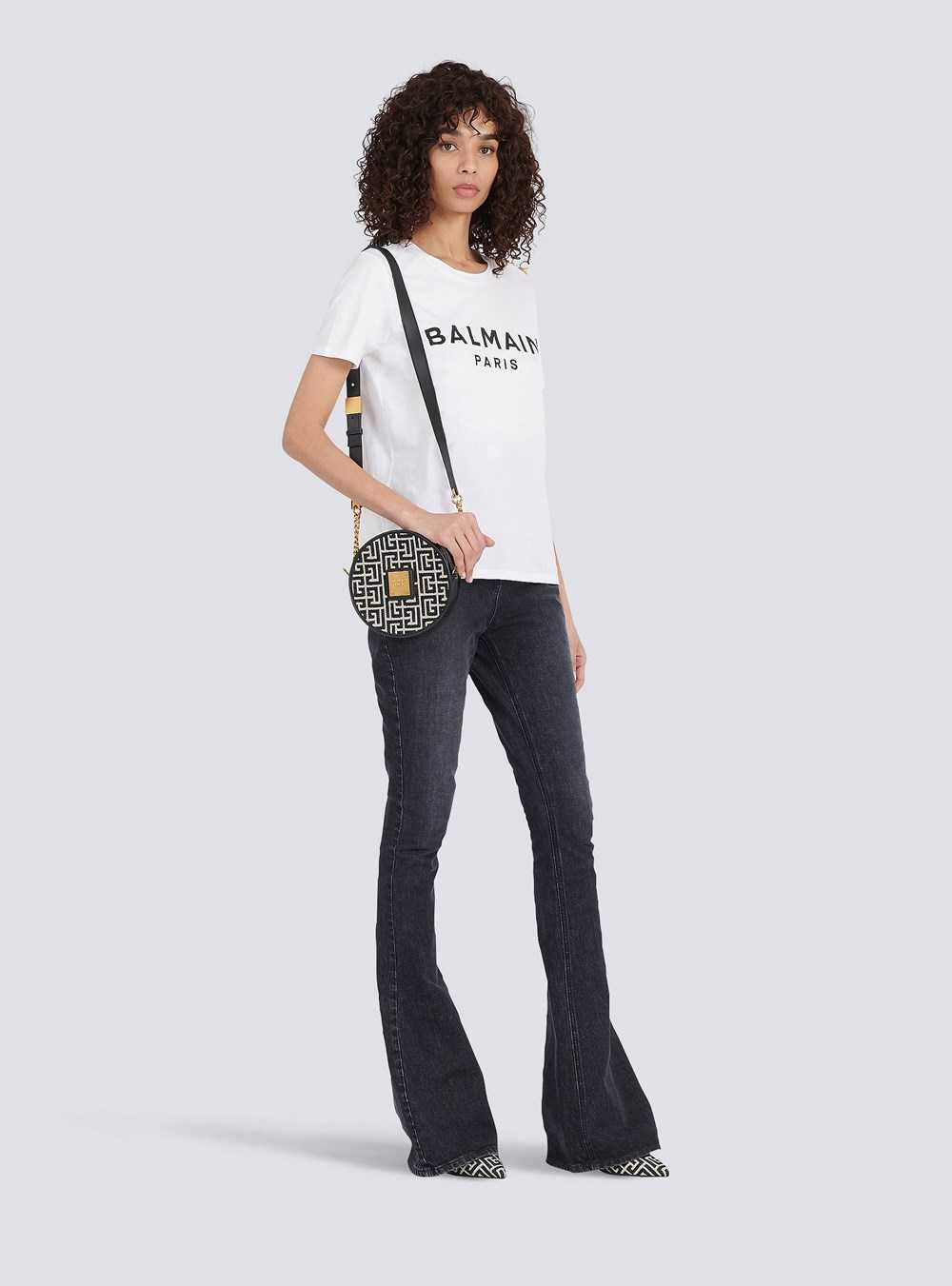 Balmain Eco-designed Cotton T-shirt With Balmain Logo Print White | MHSNYJL-21