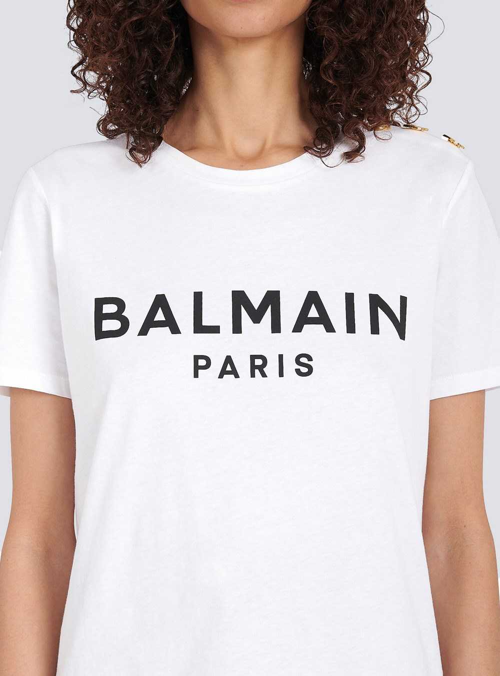 Balmain Eco-designed Cotton T-shirt With Balmain Logo Print White | MHSNYJL-21