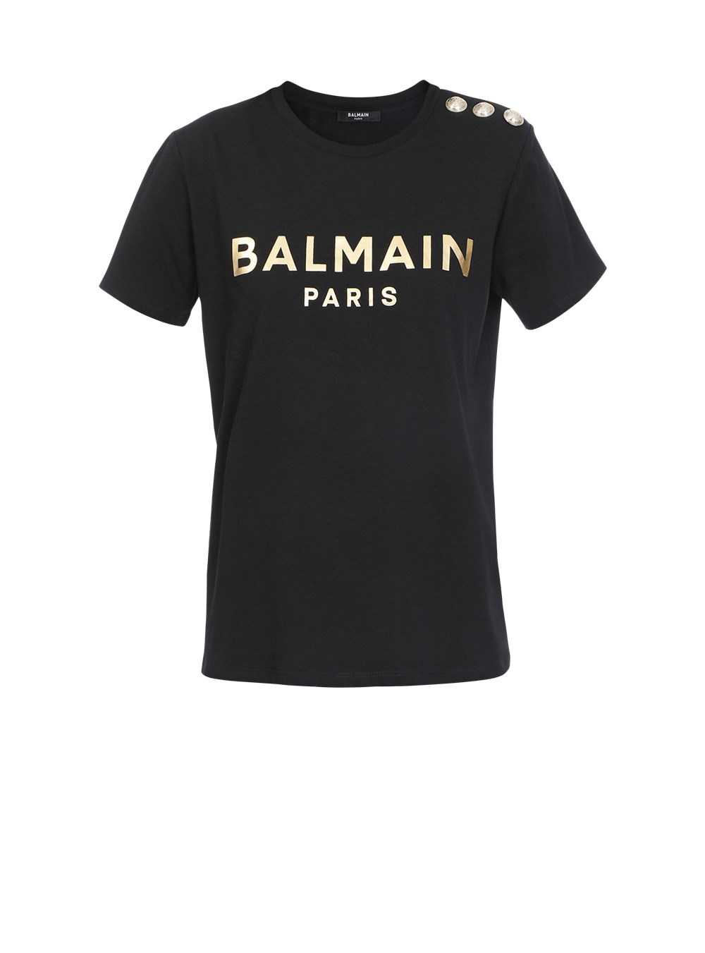 Balmain Eco-designed Cotton T-shirt With Balmain Logo Print Black | SFDQZPH-62