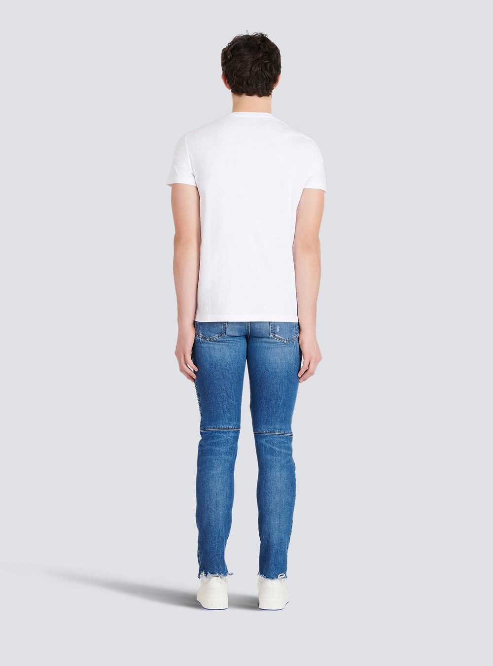 Balmain Eco-designed Cotton T-shirt With Balmain Paris Logo Print White | UYBXNAP-09